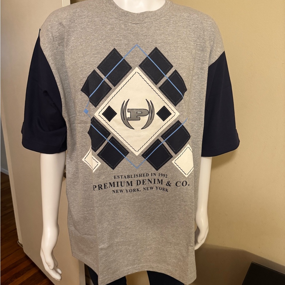 Phat Farm Gray and Blue Short Sleeve Tees